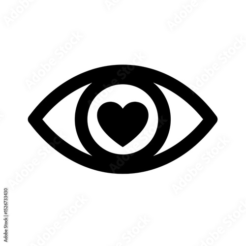 Eye icon with heart symbol in center representing health monitoring and medical oversight concept