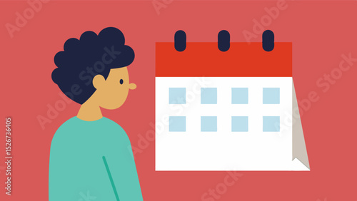 Someone looking at a blank calendar unable to remember important dates or events.. Vector illustration