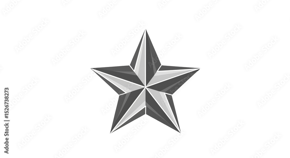 Fototapeta premium Luminous Silver Star with Faceted Surfaces on Black Background