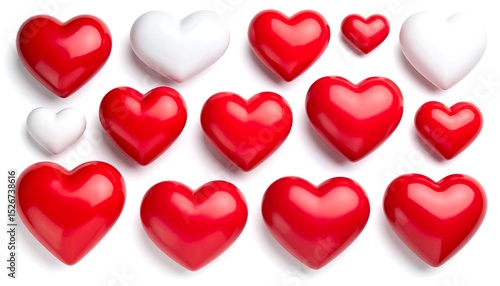 Red and white hearts collection.