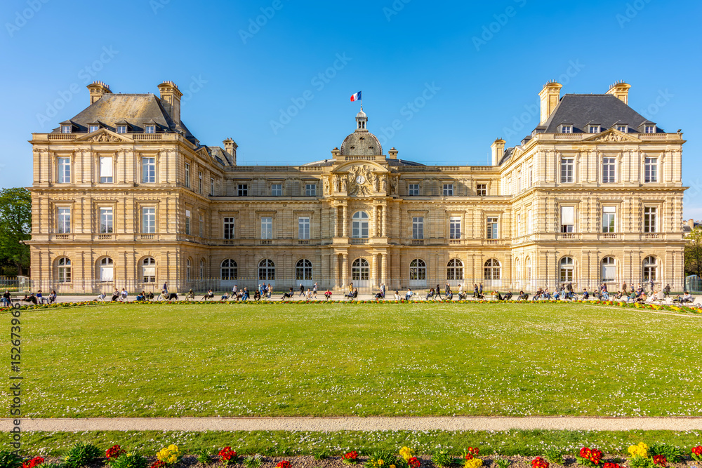 Fototapeta premium Luxembourg palace and gardens in spring, Paris, France