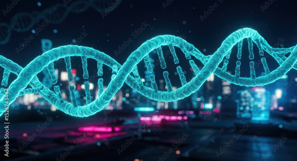 Obraz premium Glowing double helix structure illustration