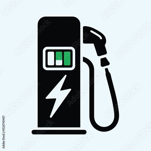 vector icons to vehicle fueling and charging a gasoline pump, an electric vehicle plug hydrogen mole
