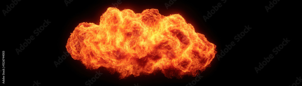 Obraz premium Cloud of fire and smoke with bright orange and yellow hues dark background intense heat explosion effect fiery texture dynamic