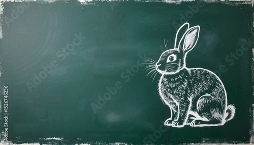 Sketch of a rabbit on a chalkboard background  