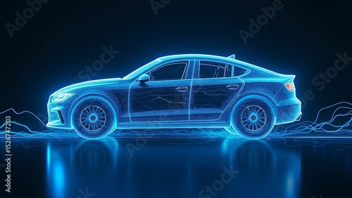 Blue Automotive Technology Diagram