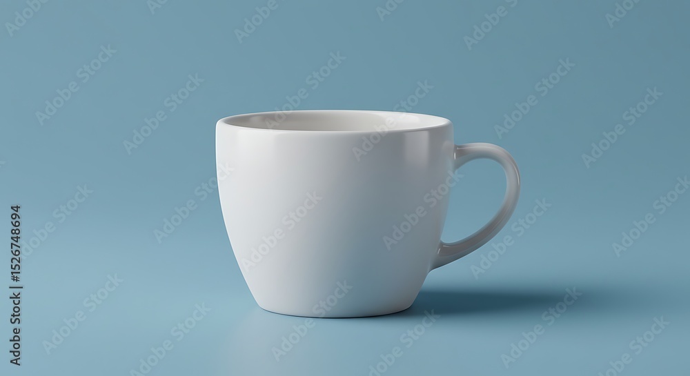 Fototapeta premium Simple White Coffee Cup on a Blue Background