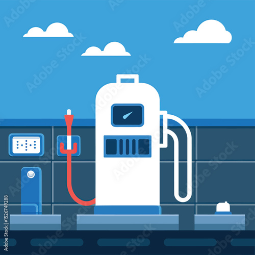 vector icons to vehicle fueling and charging a gasoline pump, an electric vehicle plug hydrogen mole
