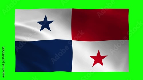 Panama Flag GreenScreen Waving Animation of the Panama flag waving on a green screen, ideal for video compositing and visual effects in productions.