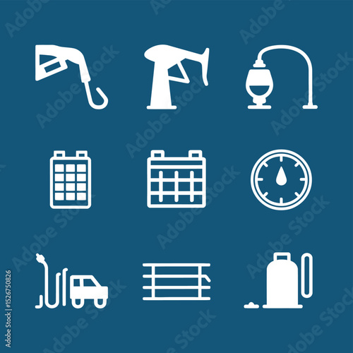 vector icons to vehicle fueling and charging a gasoline pump, an electric vehicle plug hydrogen mole
