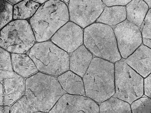 Gray Hexagonal Stamped Concrete Pavement Texture Background