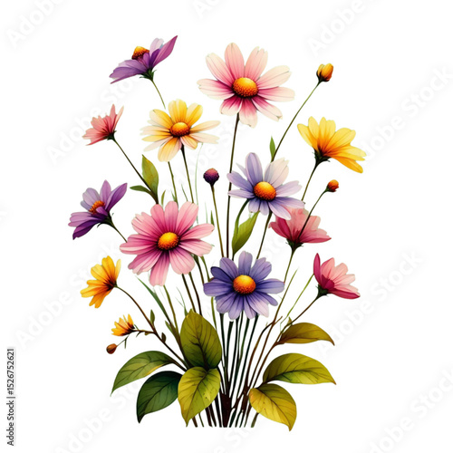 Vibrant Bouquet of Colorful Flowers A Stunning Watercolor Painting