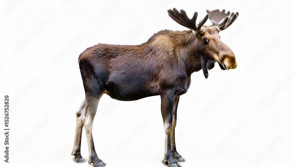 custom made wallpaper toronto digitalMajestic Bull Moose Profile, Antlered, Brown Fur, Isolated White