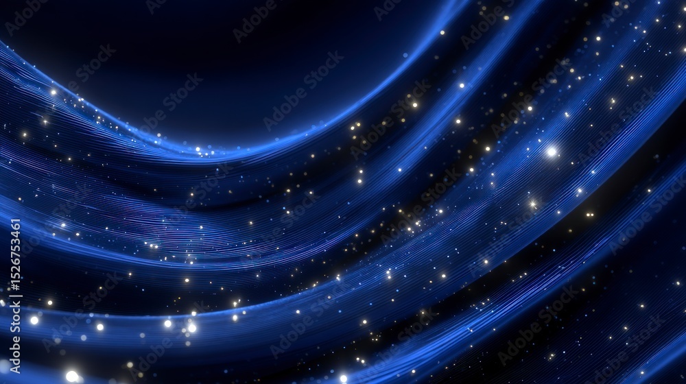 Fototapeta premium Futuristic Blue Abstract Background Glowing Waves Shiny Particles Dynamic Design