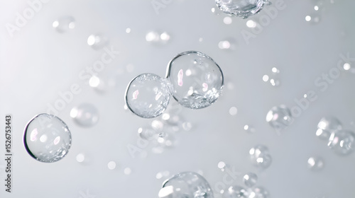 Wallpaper Mural Transparent soap bubbles floating in a soft, light background creating a delicate and airy atmosphere. Torontodigital.ca