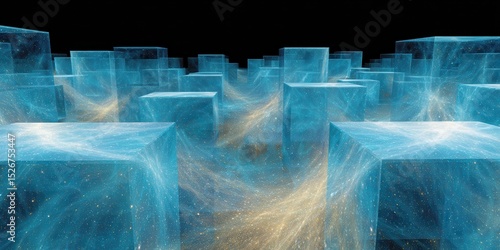 Floating Glass Cubes in a Dreamlike Matrix of Ethereal Light