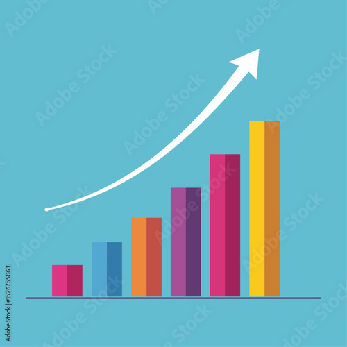 Free Download Business Growth Bar Chart with Upward Arrow – Flat Design - GFXLoad