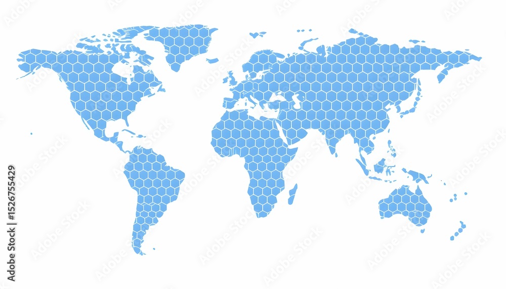 Fototapeta premium Global Map Hexagon Pattern World Map Illustration