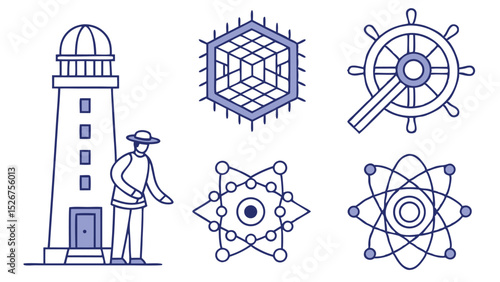 Transparent Background Vector Art of Superposition and Cryptography  