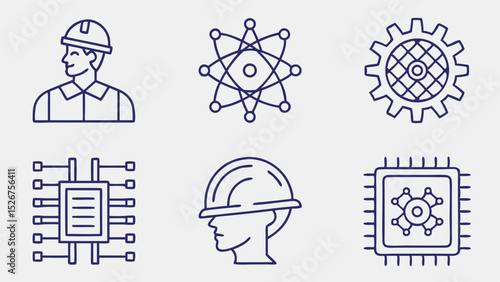 Minimalist Quantum Computing Vector Set with Blue Purple Palette  