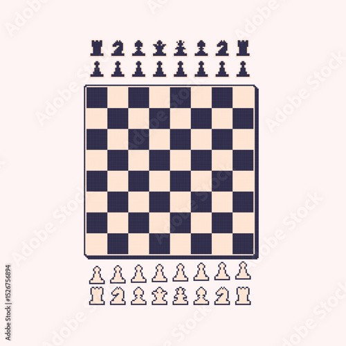 Chess figures pixel art set. Chessmen collection 8 bit sprite. Game development, mobile app. Isolated vector illustration.	