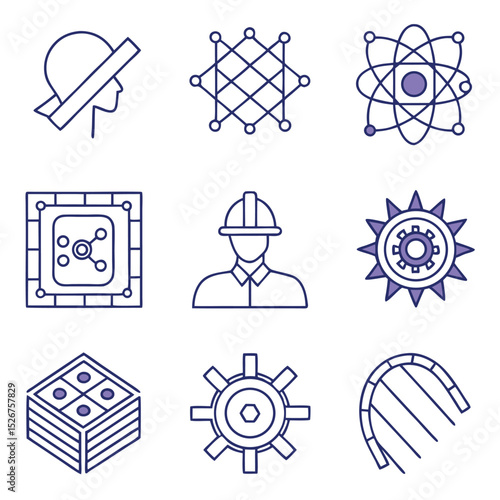 Clean Line Art Vector Set Featuring Quantum Entanglement and Gate Icons  