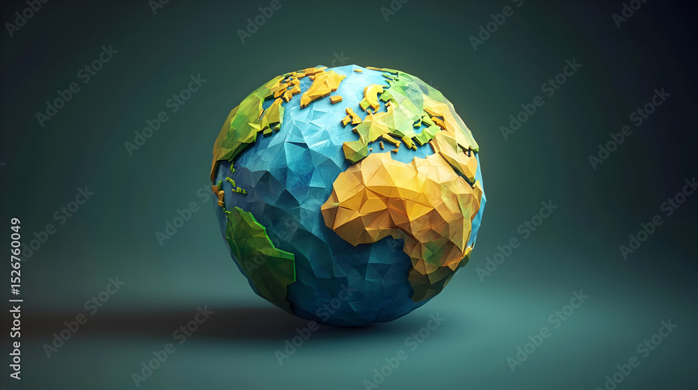 Fototapeta premium Low Poly Earth Globe Digital Illustration