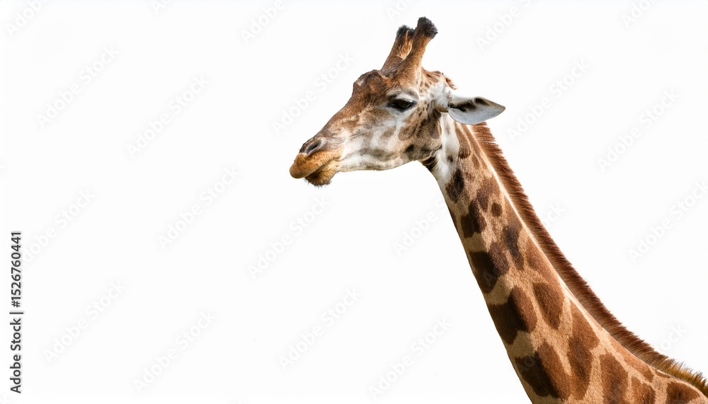 Fototapeta premium Giraffe Portrait Majestic Neck, Brown Spots, African Wildlife