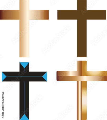 Four Crosses in Different Styles and Colors