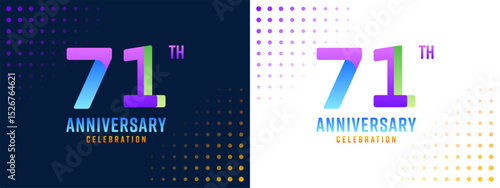 71th anniversary design, with colorful numbers, background, business