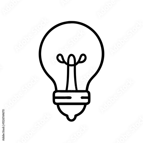Light bulb icon in a minimalist style, black outline, transparent background