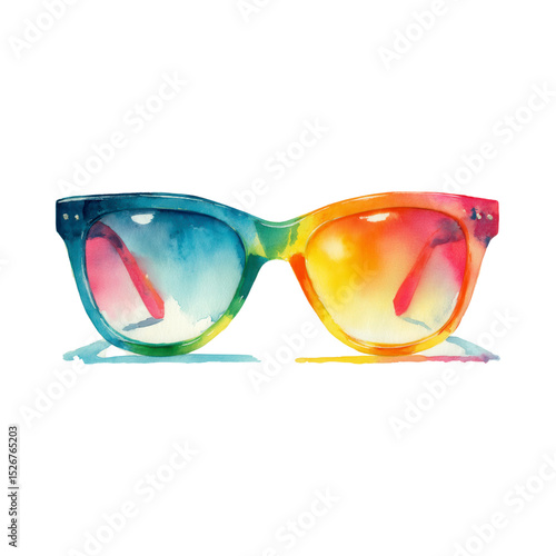 Vibrantly Gradient Watercolor Sunglasses Painting Creative
