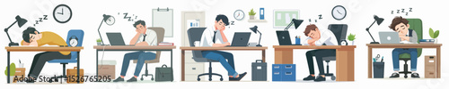 vector character sleeping on desk