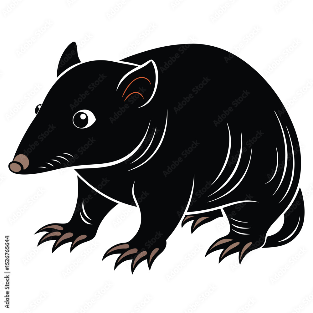 Fototapeta premium Adorable black echidna illustration cartoon animal