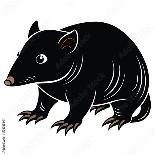 Adorable black echidna illustration cartoon animal