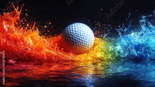 Golf ball splash abstract image