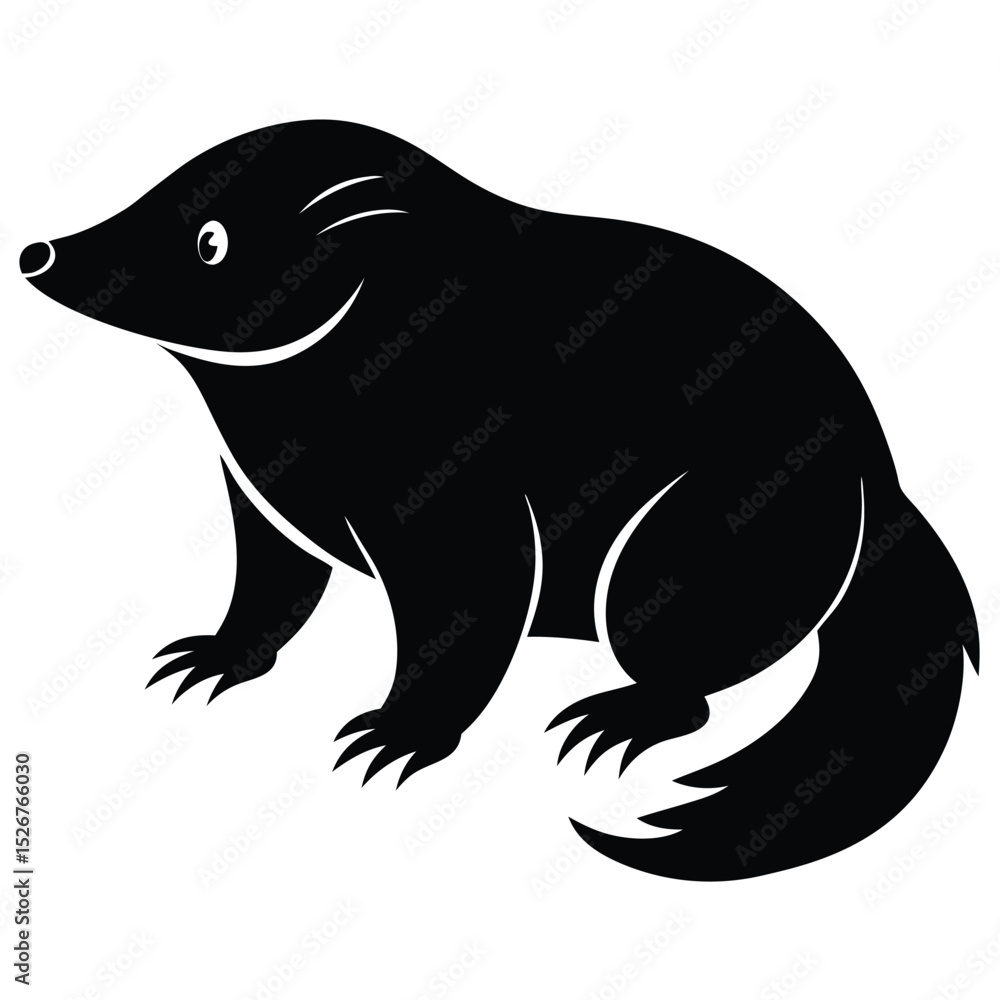 Obraz premium Adorable black silhouette of a happy wombat
