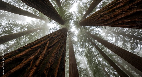 Redwood Canopy Gaze: Towering Giants in Misty Light