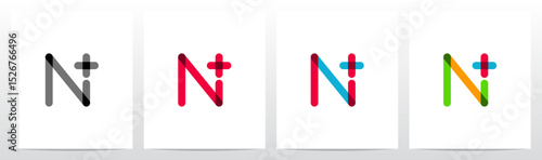 Transparent Colorful Plus Cross Positive Sign Symbol Letter Initial Logo Design N