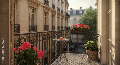 Parisian courtyard view through window