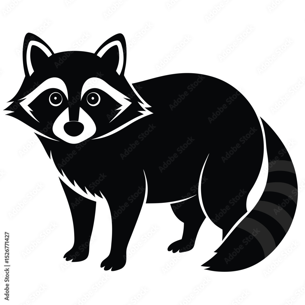 Black and white raccoon illustration silhouette Black and white raccoon illustration silhouette
