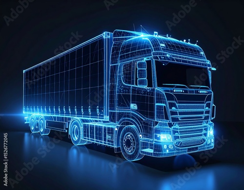 Futuristic truck wireframe