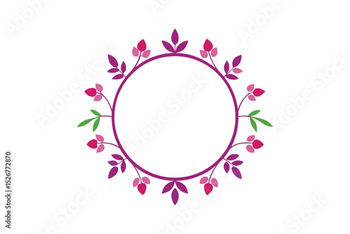 Circular Floral Frame Decorative Border Element for Elegant Designs vector art illustration