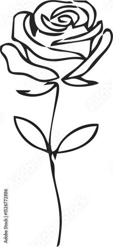 Minimal rose outline - simple single line drawing for modern business logos