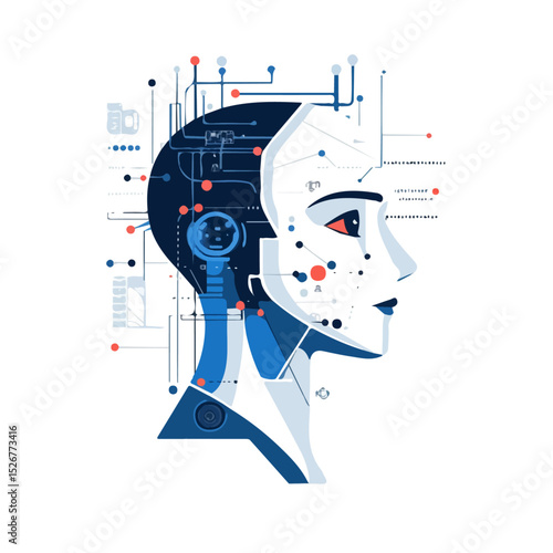 2D flat AI Algorithms vector illustration, isolated on a white background.
