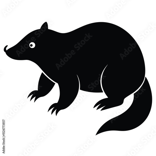 Black silhouette of a cute echidna animal