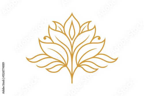 Golden Outline Floral Luxurious Botanical Design with Glimmering Edges vector art illustration