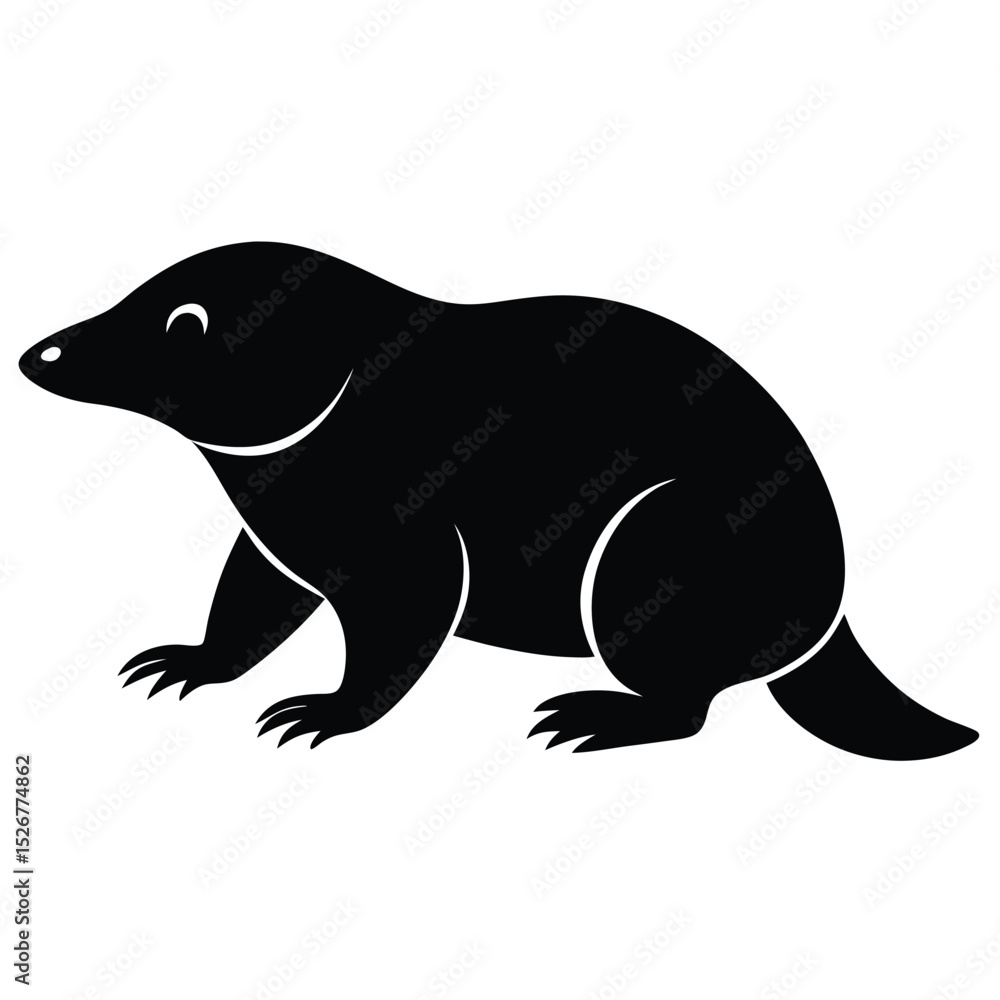 Fototapeta premium Black silhouette of a cute wombat animal
