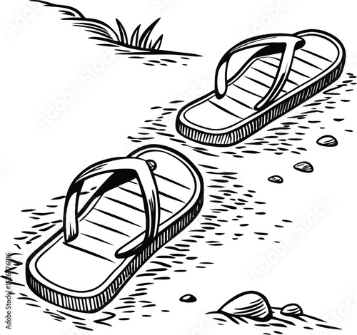 Hand-drawn illustration of isolated fashion footwear, like sneakers, boots, and sandals, perfect for sports or summer style