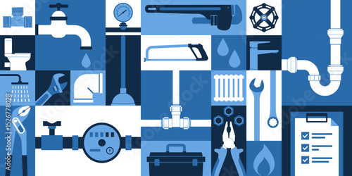 Professional plumbing services geometric background